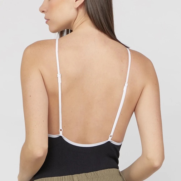Contrast-Trim Low Back Cami Bodysuit - Picture 2 of 3
